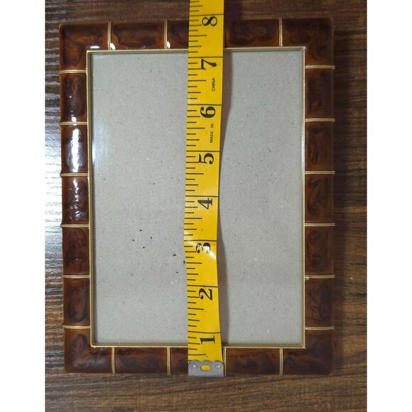 Vintage Brown & Gold Ashely Manor Shiny Resin & Metal 4x6 Textured Swirl Design - Picture 8 of 10